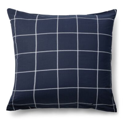Pudebetræk 60x63 cm - 100% bomuld - Mørkeblå med hvide tern