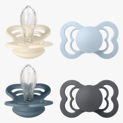 BIBS Supreme Sut 4-pak Silikone Str. 2, Ivory/Baby Blue/Petrol/Iron