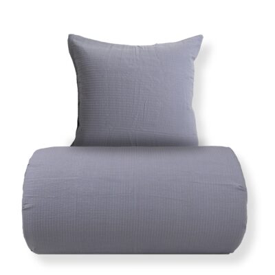 Sengetøj 150x210 cm - Bæk og Bølge - 100% bomulds krep - Lysegråt ensfarvet