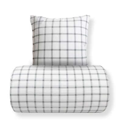 Sengetøj 150x210 cm - Bæk og Bølge - 100% bomulds krep - Grønne tern