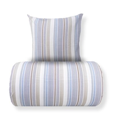 Dobbelt sengetøj 240x220 cm - Bæk og Bølge - 100% Bomulds krep - Blå stribet