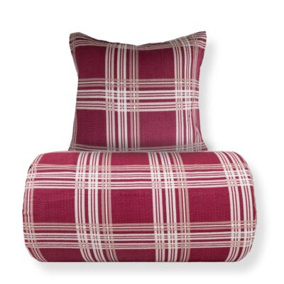 Dobbelt sengetøj 240x220 cm - Bæk og Bølge - 100% Bomulds krep - Røde tern