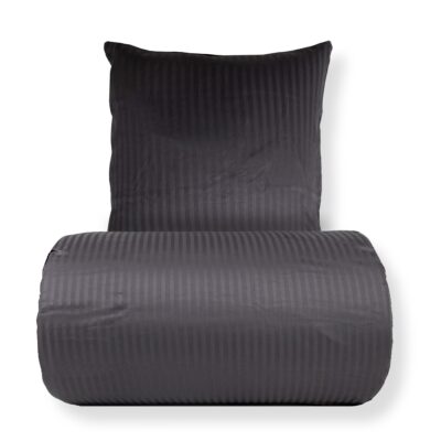 Sengetøj 150x210 cm - 100% bomuldssatin - Klassisk mørkegrå striber