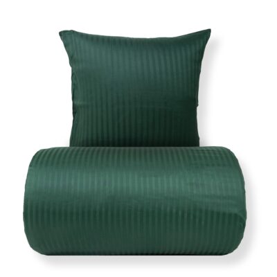 Sengetøj 140x220 cm - 100% bomuldssatin - Klassisk grønne striber