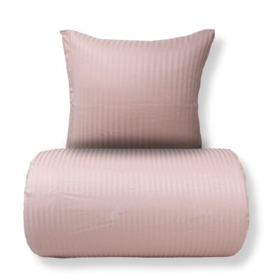 Dobbelt sengetøj 200x220 cm - 100% bomuldssatin - Klassisk lyserøde striber