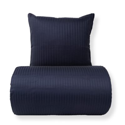 Dobbelt sengetøj 240x220 cm - 100% bomuldssatin - Klassisk mørkeblå striber