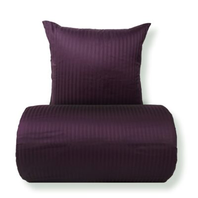 Dobbelt sengetøj 240x220 cm - 100% bomuldssatin - Klassisk lilla striber
