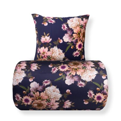 Sengetøj 150x210 cm - Bomuldssatin - Vendbart rosa blomster sengetøj
