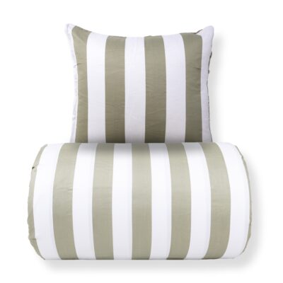 Sengetøj 140x220 cm - 100% bomuldssatin - Nordic Stripe - Brede olivengrønne striber