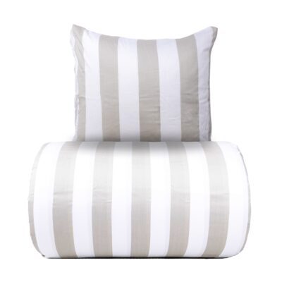 Dobbelt sengetøj 200x220 cm - 100% bomuldssatin - Nordic Stripe - Brede grå striber