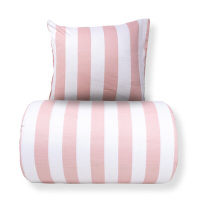 Sengetøj 140x220 cm - 100% bomuldssatin - Nordic Stripe - Brede lyserøde striber