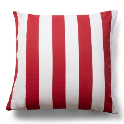 Pudebetræk 60x63 cm - 100% bomuldssatin - Nordic Stripe - Brede røde striber