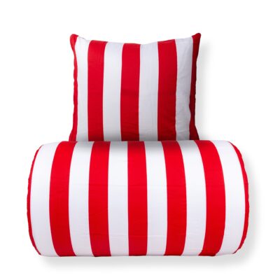 Sengetøj 140x200 cm - 100% bomuldssatin - Nordic Stripe - Brede røde striber