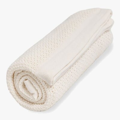 Vinter & Bloom Soft Grid Hæklet Babytæppe, Pearl White