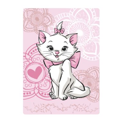 Børnetæppe 100x140 cm - Blødt fleece tæppe - Lyserødt tæppe med Aristocats Marie