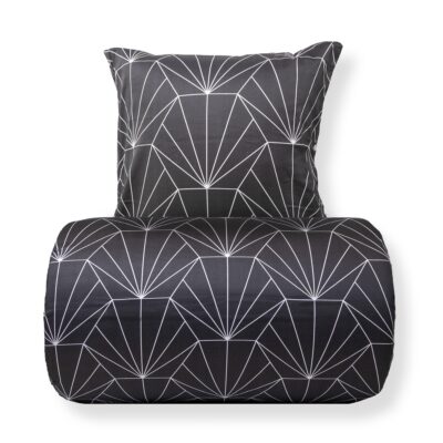 Dobbelt sengetøj 200x220 cm - Bomuldssatin - Vendbart gråt Hexagon print