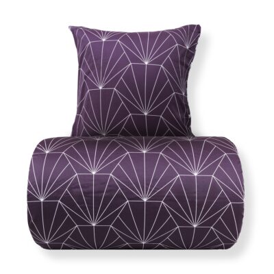 Dobbelt sengetøj 240x220 cm - 100% bomuldssatin - Vendbart blomme Hexagon print