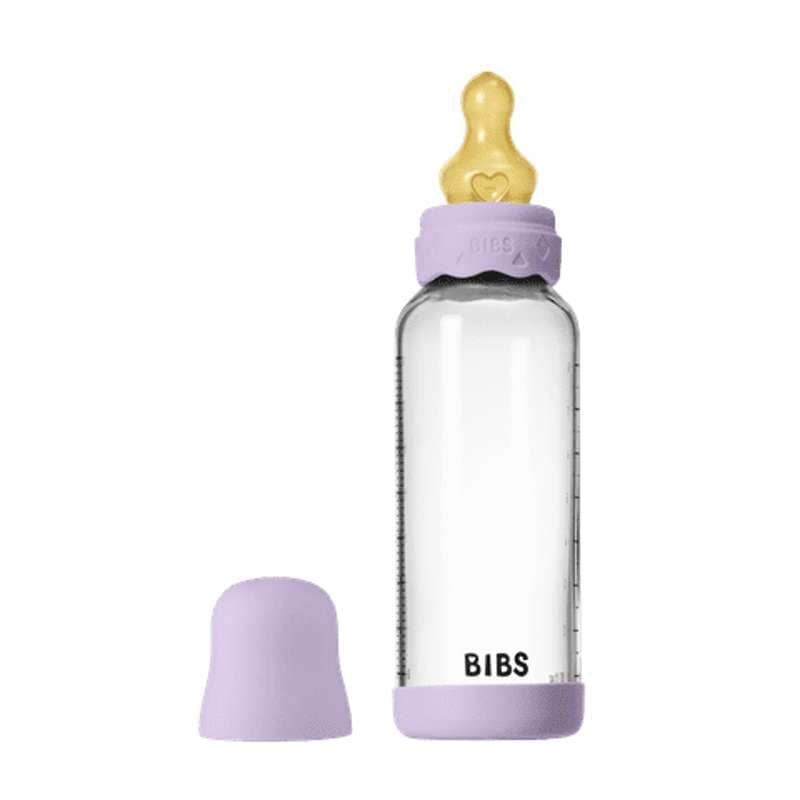 BIBS Bottle - Sutteflaskesæt - Glas - Boheme - Naturgummi/Medium Flow/Rund - 240ml - Violet Sky