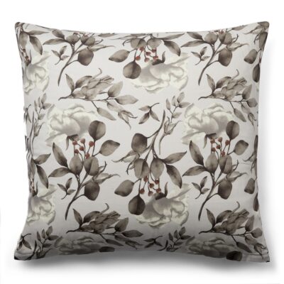 Pudebetræk 60x63 cm - Bomuldssatin - Blossom grey - Blomster print