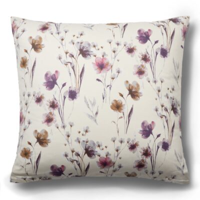 Pudebetræk 60x63 cm - Bomuldssatin - Summer Flower - Sandfarvet blomster print