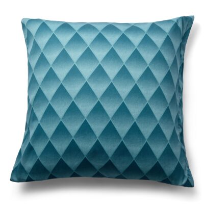 Pudebetræk 60x63 cm - 100% bomuldssatin - Blåt 3D harlekinmønster