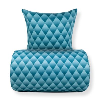 Dobbelt sengetøj 200x220 cm - 100% bomuldssatin - Blåt 3D harlekinmønster