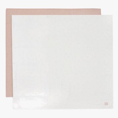 Jollein Tæpper/ Stofbleer i Musselin Twinkling 2-pak, Off white/Wild Rose