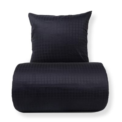 Dobbelt sengetøj 240x220 cm - 100% bomuldssatin - Sort jacquardvævet - Ensfarvet