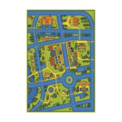 Legetæppe/Biltæppe med by og veje - 160 x 220 - Bambino - Fra 0 år.