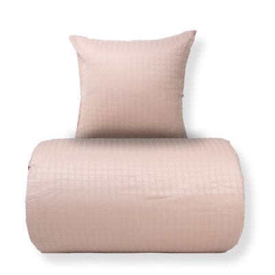 Dobbelt sengetøj 240x220 cm - 100% bomuldssatin - Rosa jacquardvævet - Ensfarvet