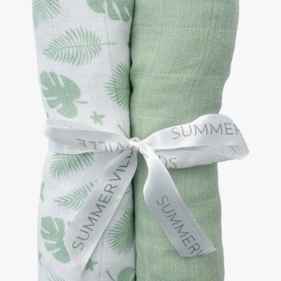 Summerville Organic Musselin Tæppe 2-pak, Tropical/Green