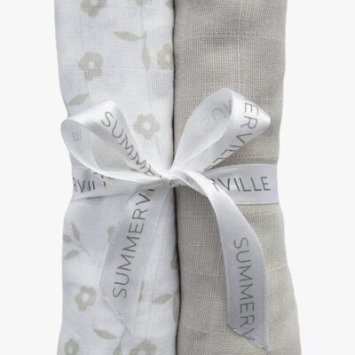 Summerville Organic Musselin Tæppe 2-pak, Petal/Silver Grey