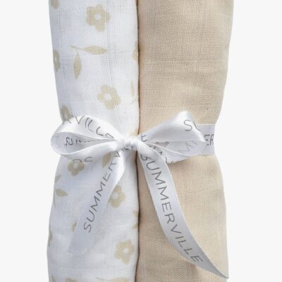 Summerville Organic Musselin Tæppe 2-pak, Petal/Sandshell