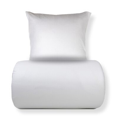Sengetøj 150x210 cm - Bæk og bølge - Microfiber - Hvid krep