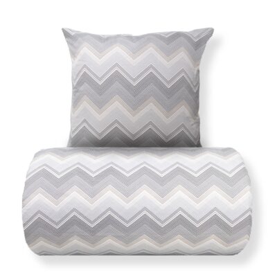 Dobbelt sengetøj 200x220 cm - Microfiber - Gråt zig zag mønster