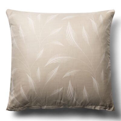Pudebetræk 60x63 cm - Microfiber - Beige med print af blade