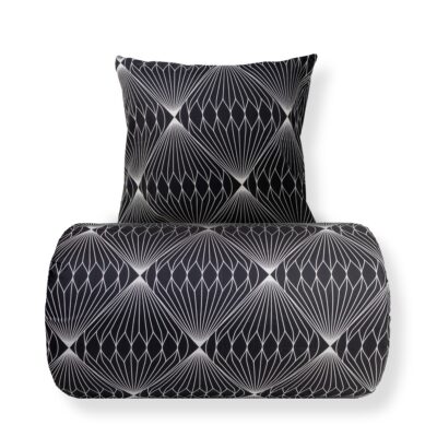Dobbelt sengetøj 200x220 cm - Microfiber - Sort diamant print