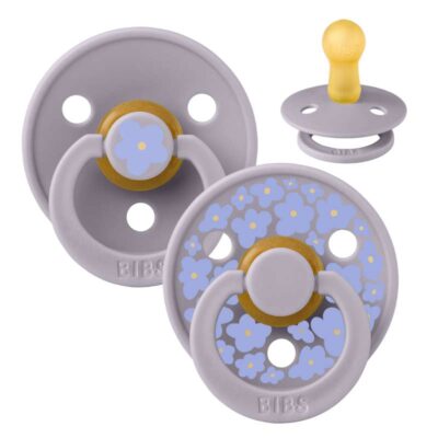 BIBS Rund Colour Sut - 2-Pak - Str. 2 - Naturgummi - Jasmine Studio - Fossil Grey/Fossil Grey