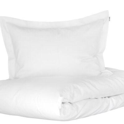 Baby sengetøj 70x100 cm - 100% økologisk bomuldssatin - Hvide jacquardvævet striber