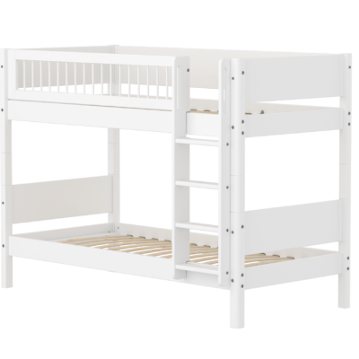 Flexa White Køjeseng 154 cm Med Stige og Crossbar Sengehest 90x200 Cm- Hvid