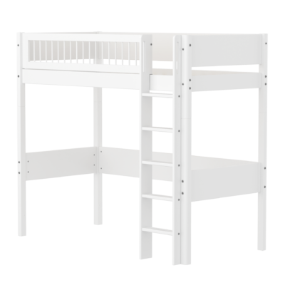 Flexa White Højseng 184 cm Med Stige og Crossbar Sengehest 90x200 Cm- Hvid