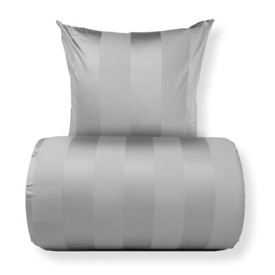 Sengetøj 150x210 cm - 100% bomuldssatin - Grå brede striber