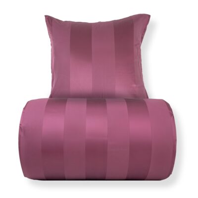 Sengetøj 140x220 cm - 100% bomuldssatin - Blommefarvet brede striber