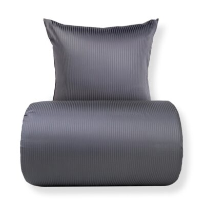 Sengetøj 140x220 cm - Egyptisk bomuld - Grå jacquardvævede striber