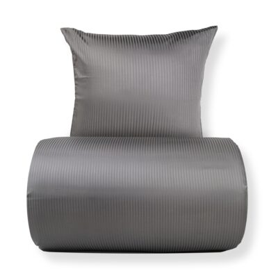 Sengetøj 150x210 cm - Egyptisk bomuld - Lysegrå jacquardvævede striber