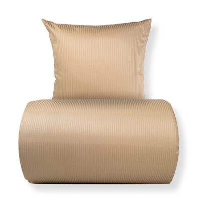 Dobbelt sengetøj 240x220 cm - Egyptisk bomuld - Beige jacquardvævede striber