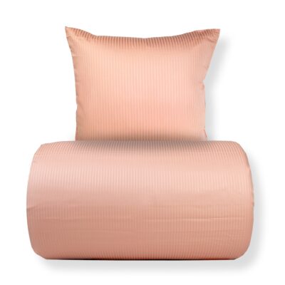 Sengetøj 140x200 cm - Egyptisk bomuld - Rosa jacquardvævede striber