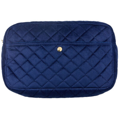 Fan Palm Toilettaske - Large - Quiltet Velour - Midnight Blue