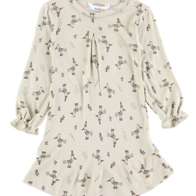 Joha Kjole - Bambus - Beige m. Fugle