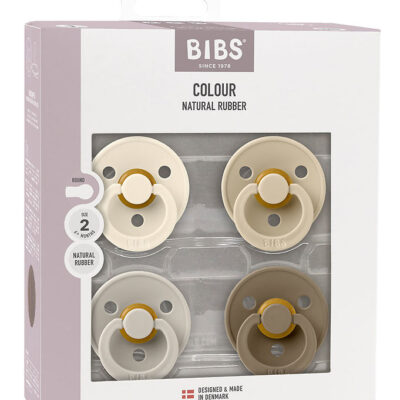 BIBS - Sutter Colour rund 4 PACK - Ivory/Sand/Vanilla/Dark Oak - Str. 2